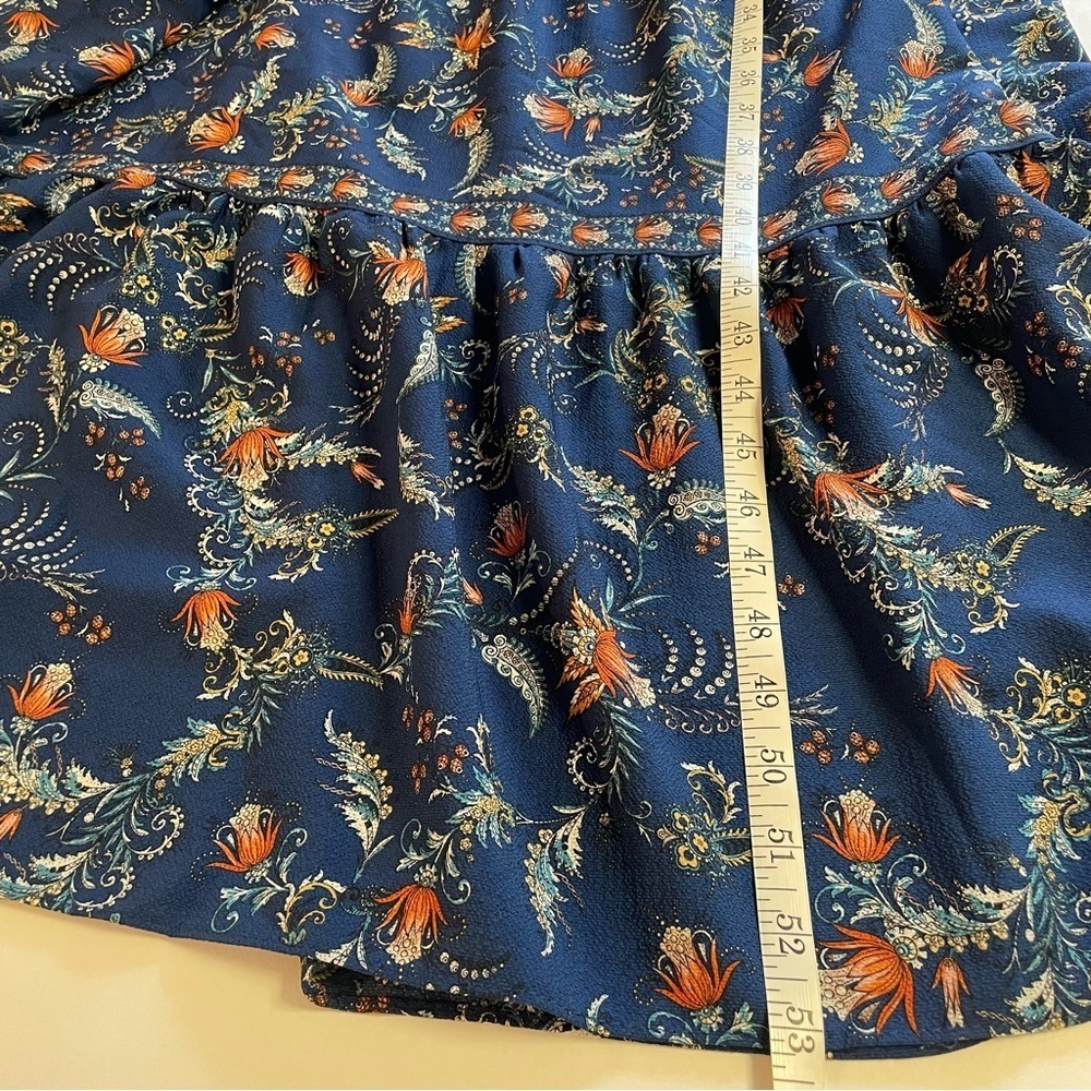 Floral Print Tiered Ruffle Maxi Dress Blue Size XS Prairie Cottagecore - Picture 8 of 10